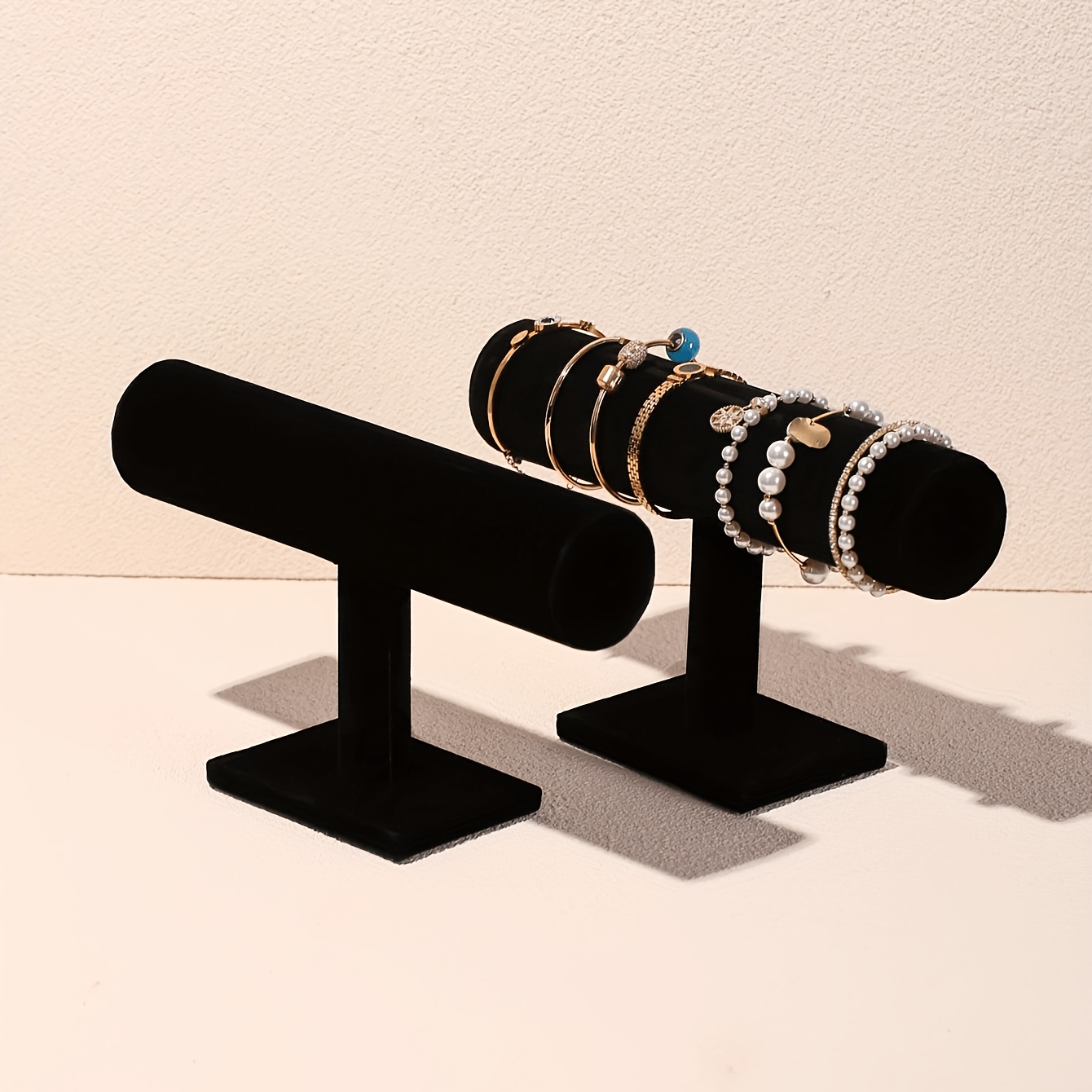 Black Velvet Single-Layer Display Rack for Bracelets, Gift for Her